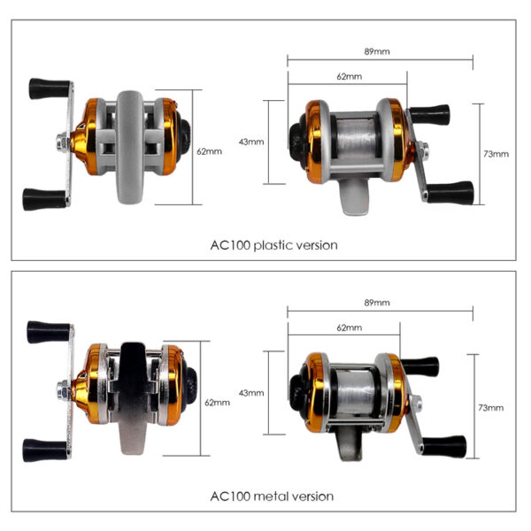 Ice Fishing Reel Mini Metal/Plasticl Drum Fishing wheel Portable - Image 9