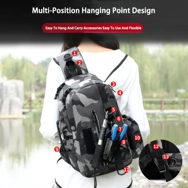 Fishing Pole Bag Diagonal Span Multifunctional Chest Bag - Image 2